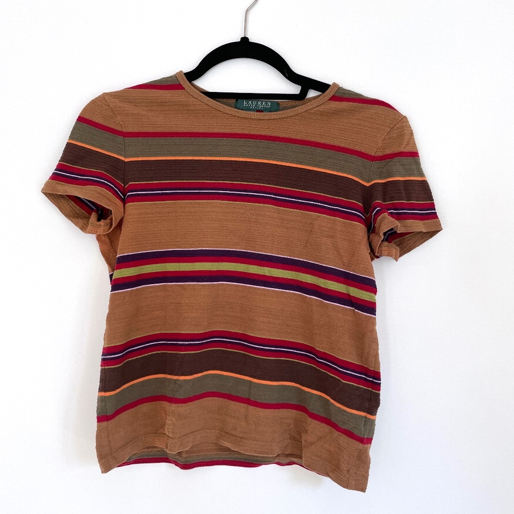 Lauren Ralph Lauren stripe 90's crop top tee shirt